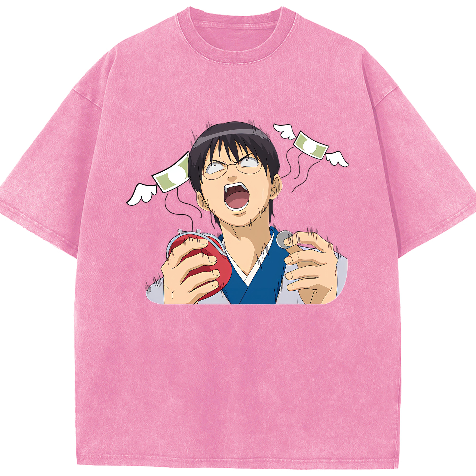 （画像用） ぎんたま 坂田銀時（さかたぎんとき） 神楽 志村新八（しむら しんぱち） GINTAMA Sakata Gintoki Kagura Shimura Shinpachi 綿100% ヴィンテージ風 半袖Tシャツ（フロントプリント）